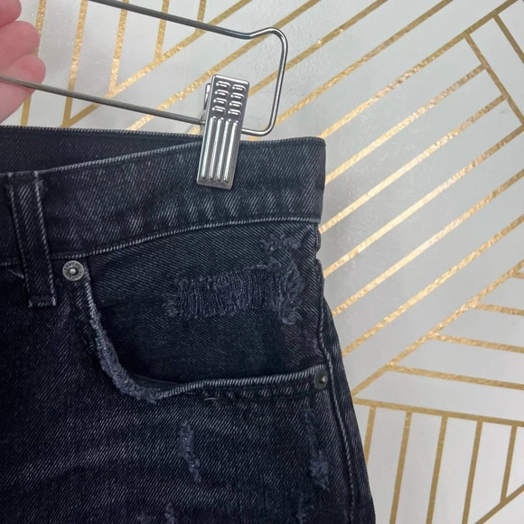Reformation Black Distressed Denim Jeans Cut-Off Shorts‎ Size US 30 - Picture 6 of 11
